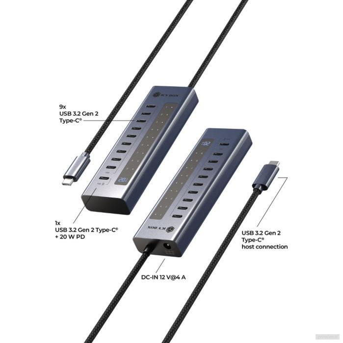 IcyBox IB-HUB1450-C31 10-portni hub vmesnik USB-C 3.2-PRIROCEN.SI