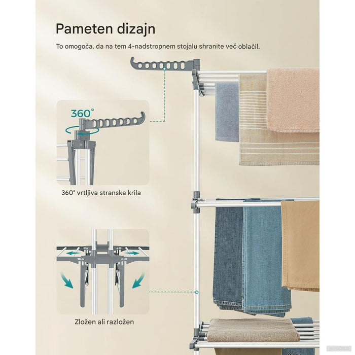 SONGMICS stojalo za sušenje perila 64 x 126 x 172 cm-PRIROCEN.SI