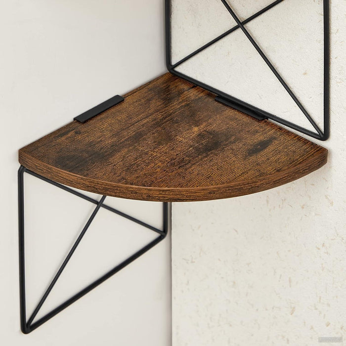 VASAGLE stenska kotna plavajoča 5-nadstropna polica, rustikalno rjava-PRIROCEN.SI