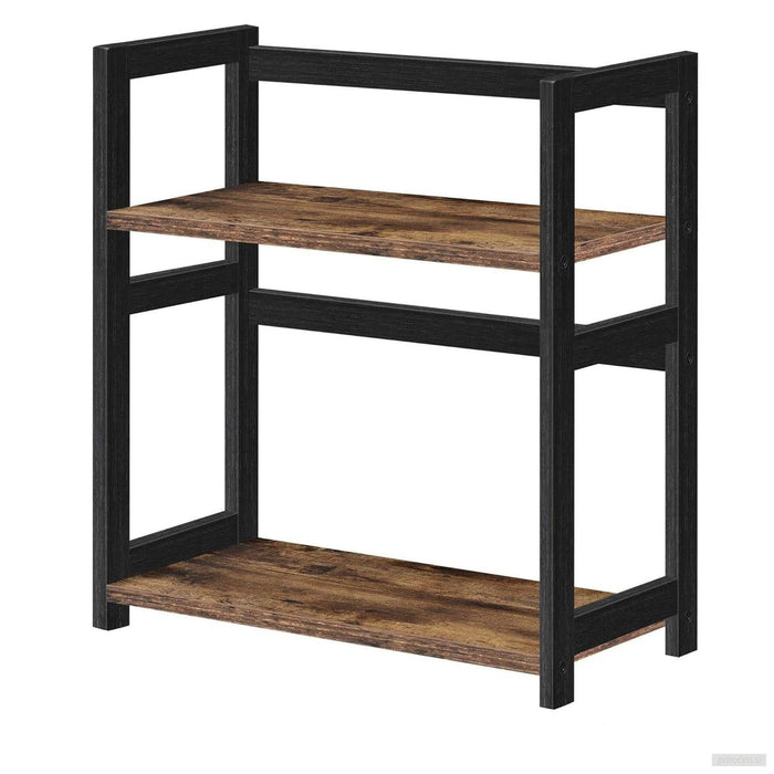 SONGMICS 2-nadstropno shranjevalno stojalo, rustikalno rjava-PRIROCEN.SI