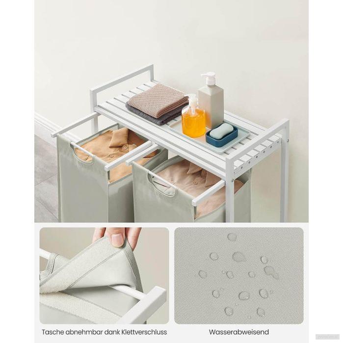 VASAGLE košara za perilo s 2 predelki, bela, BLH201W01-PRIROCEN.SI