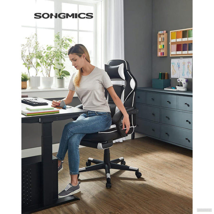 SONGMICS Gaming stol, črno-bel OBG73BW-PRIROCEN.SI