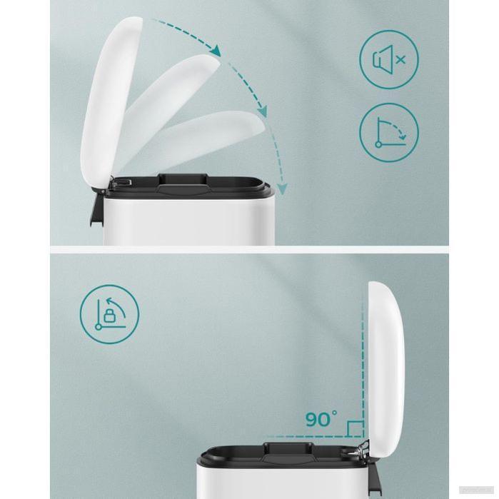 SONGMICS kovinski pedalni koš za odpadke, 30 litrov, z mehkim zapiranjem in notranjim vedrom, bela barva-PRIROCEN.SI