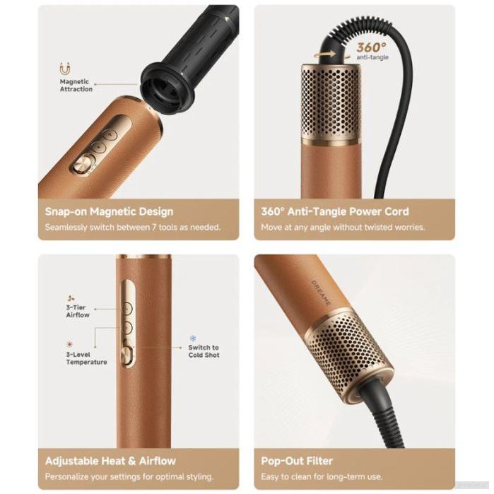 Dreame Airstyle Pro sušilnik in oblikovalec las s 7 nastavki, rjavi-PRIROCEN.SI