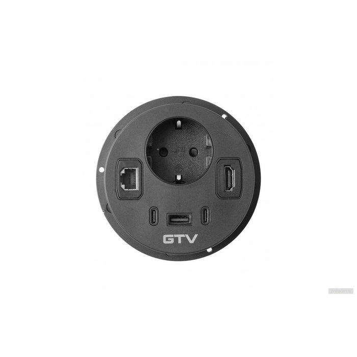 GTV vgradna vtičnica RONDO 1xSHUKO + 1xUSB-A + 2xUSB-C + HDMI + RJ45-PRIROCEN.SI