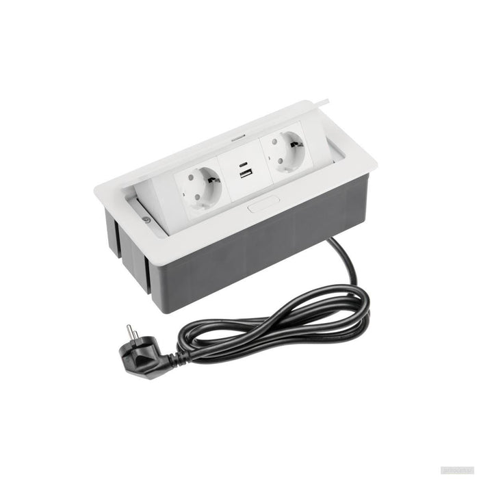GTV vgradna vtičnica SOFT 2x 230V + 2x USB-A-PRIROCEN.SI