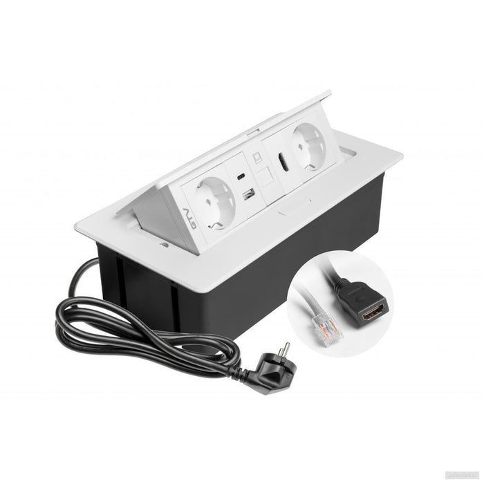 GTV vgradna vtičnica MULTISOFT 2x 230V, USB A+C, RJ45, HDMI-PRIROCEN.SI
