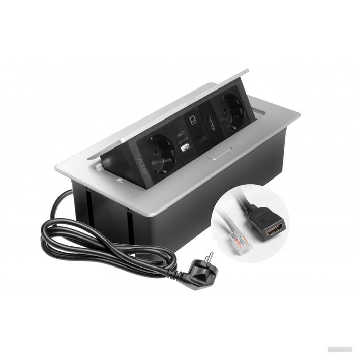 GTV vgradna vtičnica MULTISOFT 2x 230V, USB A+C, RJ45, HDMI-PRIROCEN.SI