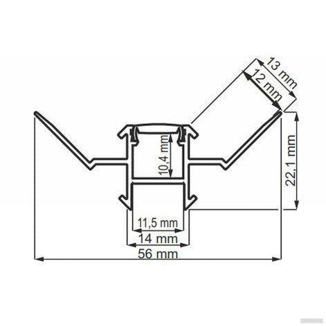 Vgradni LED profil za keramiko CERLINE W IP44, kotni, 2m-PRIROCEN.SI