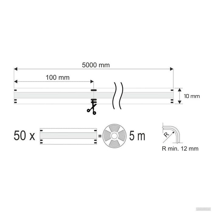 Naslovljiv (dinamični) COB LED trak RGBW 24V 5m, set-PRIROCEN.SI