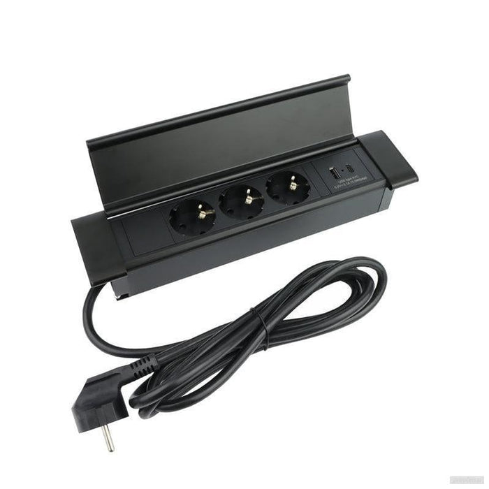 Vgradna vtičnica FLAT BOX 3x 220V + 1x USB-A + 1x USB-C-PRIROCEN.SI