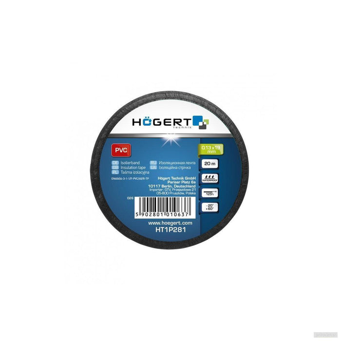 HOEGERT izolirni trak 19mm 20m, črn HT1P281-PRIROCEN.SI