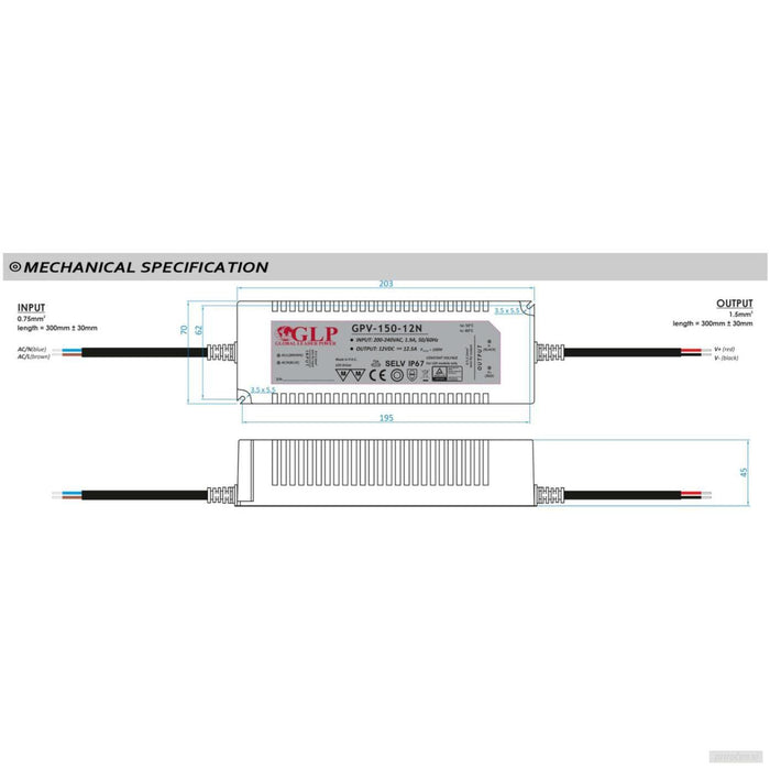 GLP LED napajalnik 12V 150W GPV-150-12N-PRIROCEN.SI