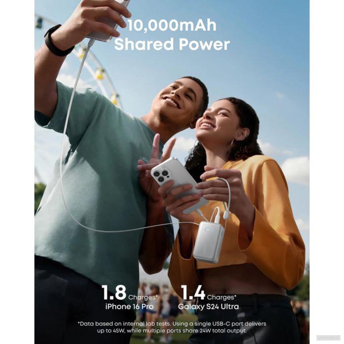 Anker Nano Power Bank 10000 mAh, 45W z vgrajenim USB-C kablom, bel-PRIROCEN.SI