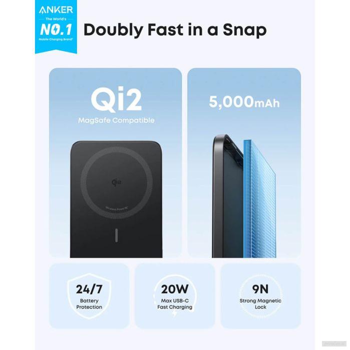 Anker Nano Power Bank 5000 mAh Slim, črn-PRIROCEN.SI