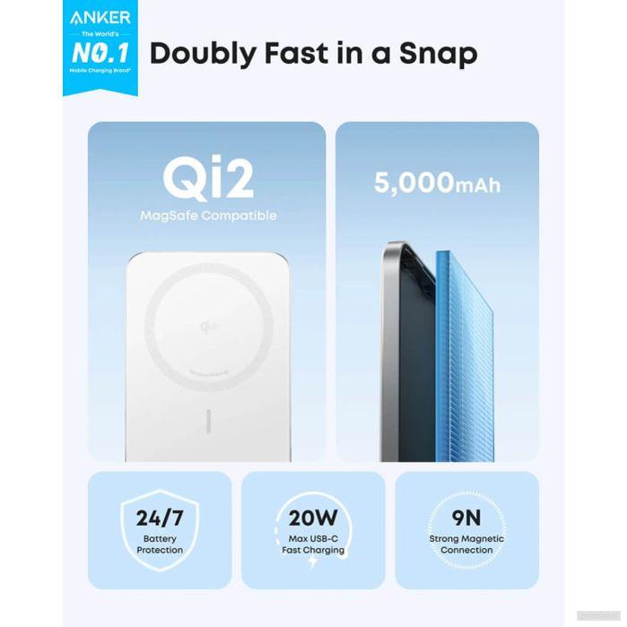 Anker Nano Powerbank Slim 5000 mAh, bel-PRIROCEN.SI