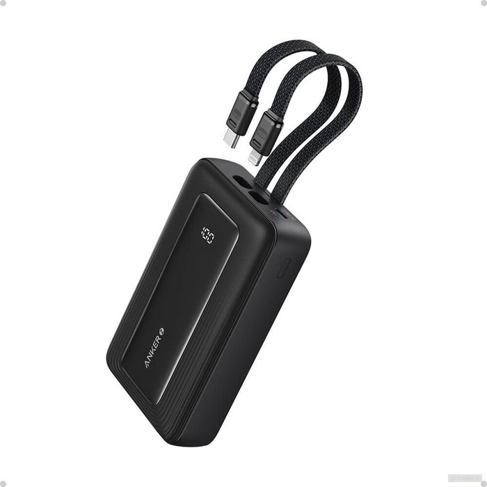 Anker Zolo Powerbank 10000 mAh, 30W z vgrajenima kabloma USB-C + Lightning, črn-PRIROCEN.SI