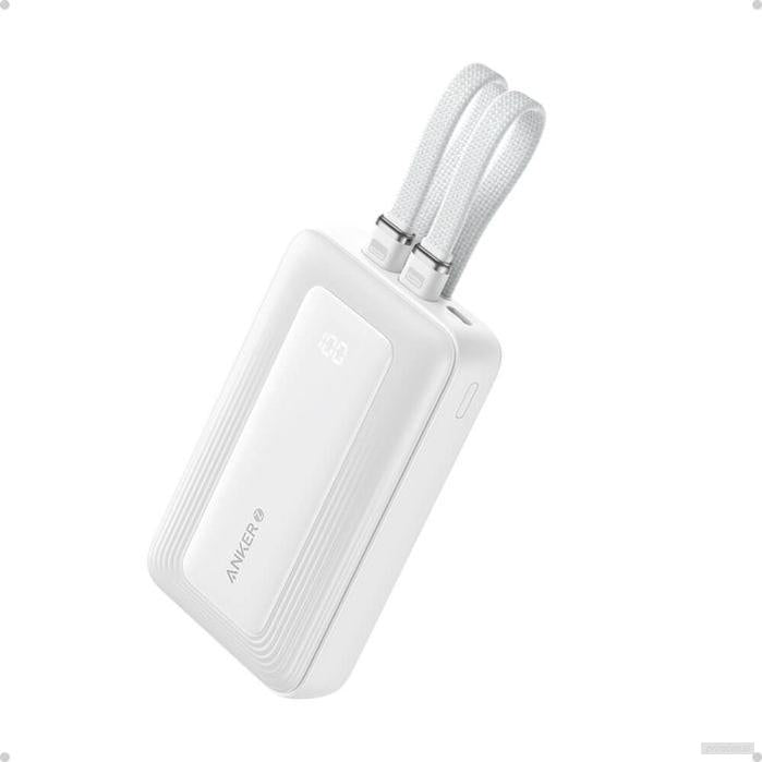 Anker Zolo Powerbank 10000 mAh, 30W z vgrajenima kabloma USB-C + Lightning, bel-PRIROCEN.SI