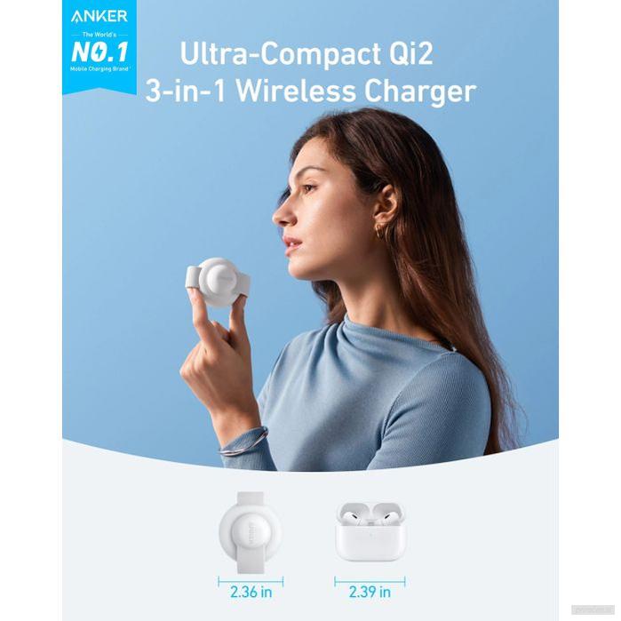 Anker MagGo brezžična zložljiva polnilna podloga 3v1, bela-PRIROCEN.SI