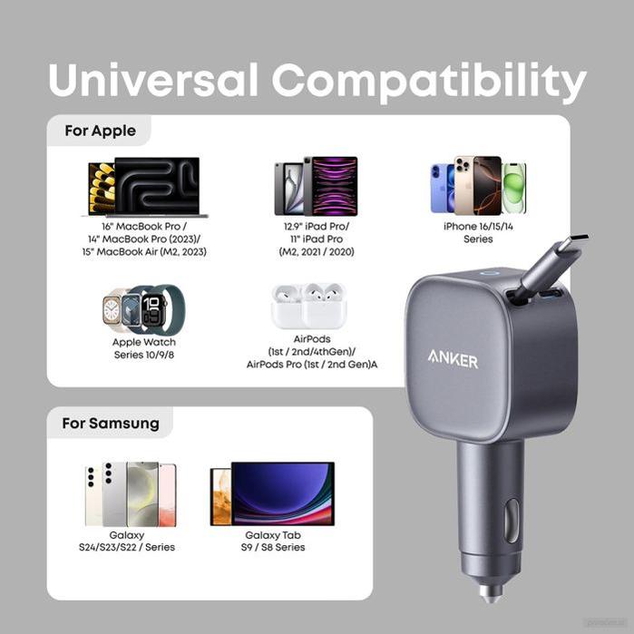 Anker Nano avtopolnilec 75W z vgrajenim kablom-PRIROCEN.SI