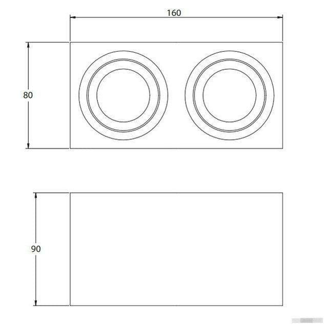 GTV stropna svetilka AVEIRO DUO BIS 2xGU10 oglata, črna (OS-AVB80160KW2-00)-PRIROCEN.SI