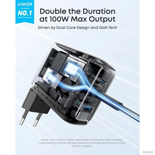Anker 100W GaN Smart Display 3-portni polnilec, temno siv-PRIROCEN.SI