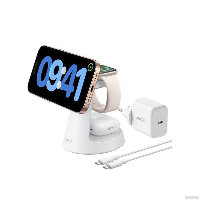 Anker MagGo brezžična polnilna postaja 3v1, belo-PRIROCEN.SI