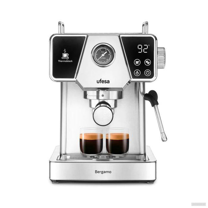 Ufesa UFESA Bergamo espresso aparat za mleti kavni prah, 20 barov pritiska, z manometrom, Thermoblock ogrevanjem in penilcem mleka-PRIROCEN.SI