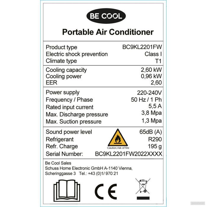 Be Cool Klimatska naprava 9.000 BTU z WiFi-PRIROCEN.SI