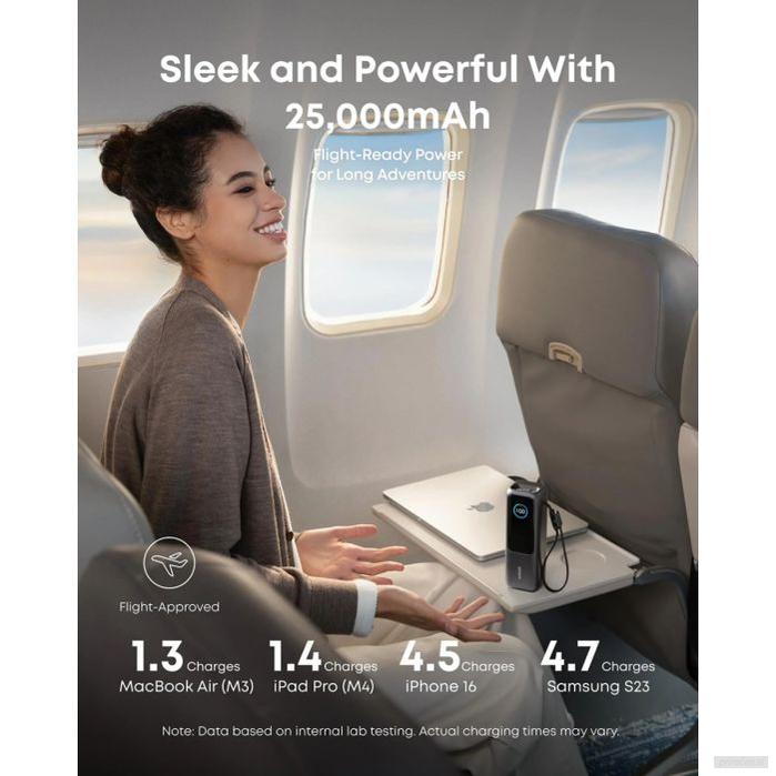 Anker Powerbank 25000 mAh z vgrajenim kablom USB-C, 165W, črn-PRIROCEN.SI