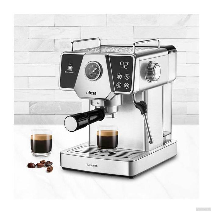 Ufesa UFESA Bergamo espresso aparat za mleti kavni prah, 20 barov pritiska, z manometrom, Thermoblock ogrevanjem in penilcem mleka-PRIROCEN.SI