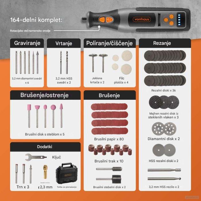 VonHaus večnamensko baterijsko rotacijsko orodje s kovčkom-PRIROCEN.SI