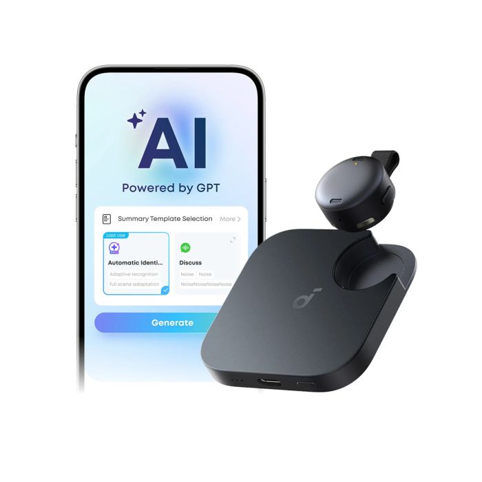 Anker Soundcore Work pametni AI snemalnik zvoka, črn-0