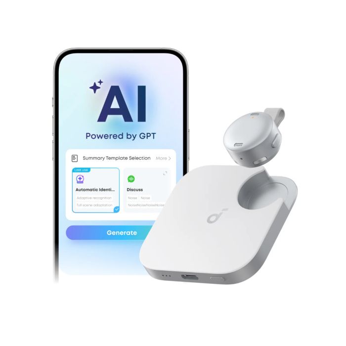 Anker Soundcore Work pametni AI snemalnik zvoka, bel-0