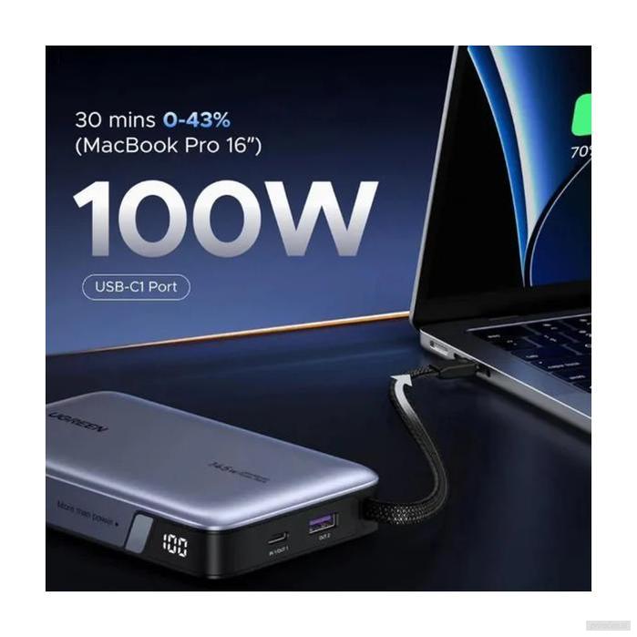 Ugreen 145W 20000mAh prenosna baterija z vgrajenim kablom-PRIROCEN.SI