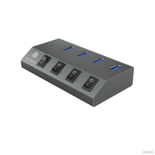 IcyBox IB-HUB1405 4-portni USB-A hub s stikali-PRIROCEN.SI