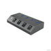 IcyBox IB-HUB1405 4-portni USB-A hub s stikali-PRIROCEN.SI
