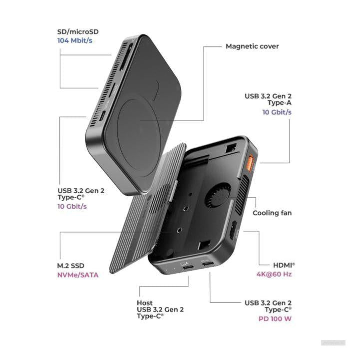 IcyBox IB-DK4071M-CU31 7-v-1 DockingStation with magnetic M.2 SSD bay priklopna postaja-PRIROCEN.SI