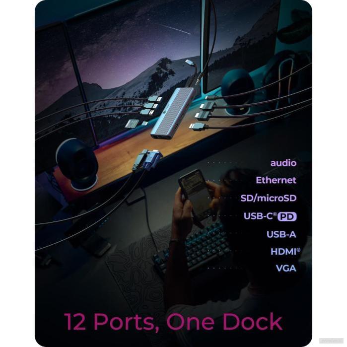 IcyBox IB-DK4062-CPD 12-v-1 DockingStation priklopna postaja s trojnim video priključkom-PRIROCEN.SI