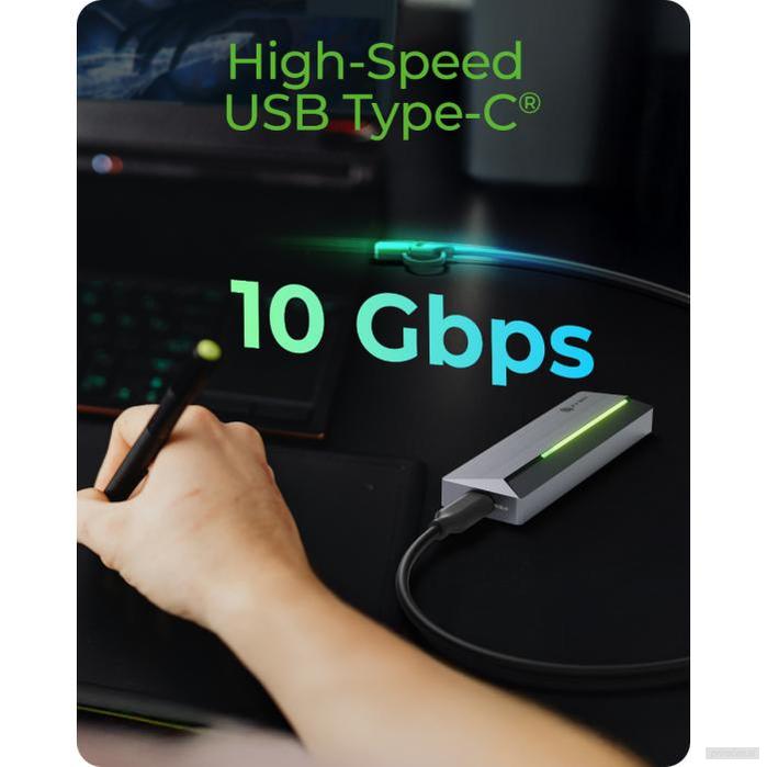 IcyBox IB-1826MCL-CU31 ohišje za M.2 NVMe/SATA SSD z vmesnikom USB-C 3.2 Gen 2 in RGB lučmi-PRIROCEN.SI