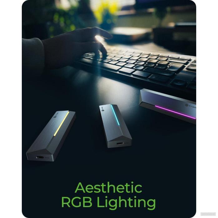 IcyBox IB-1826MCL-CU31 ohišje za M.2 NVMe/SATA SSD z vmesnikom USB-C 3.2 Gen 2 in RGB lučmi-PRIROCEN.SI