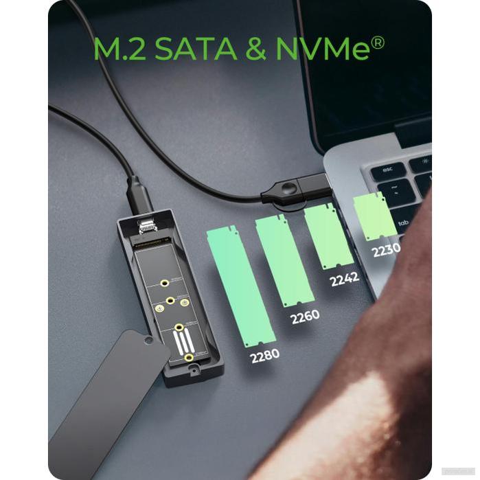 IcyBox IB-1826MCL-CU31 ohišje za M.2 NVMe/SATA SSD z vmesnikom USB-C 3.2 Gen 2 in RGB lučmi-PRIROCEN.SI