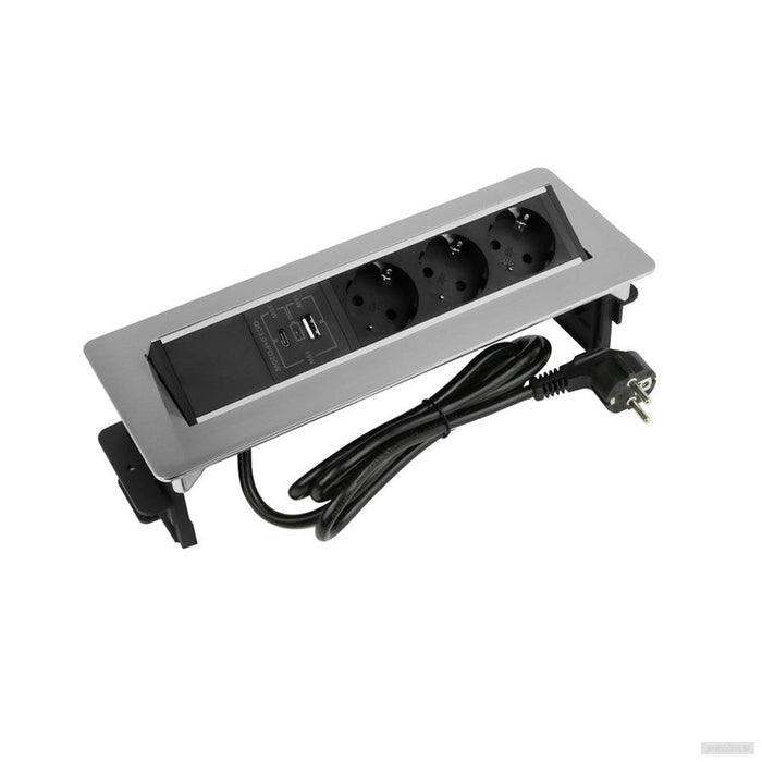 Kotna vgradna vtičnica FLIX BOX 3x220V 2xUSB (A+C)-PRIROCEN.SI