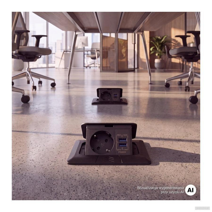 Vgradna talna vtičnica FLOOR BOX 2x220V + USB-A + USB-C-PRIROCEN.SI