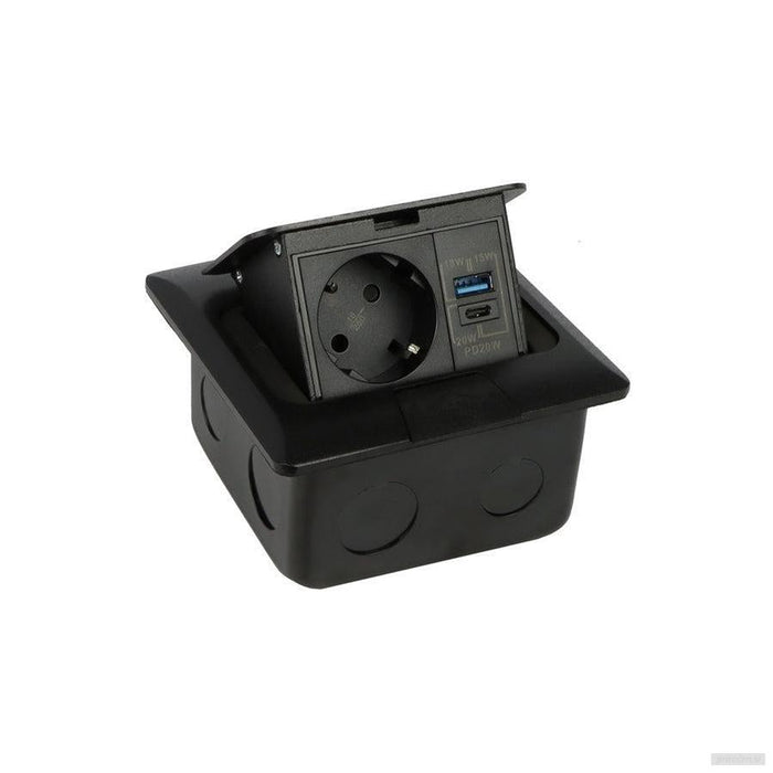 Vgradna talna vtičnica FLOOR BOX 2x220V + USB-A + USB-C-PRIROCEN.SI