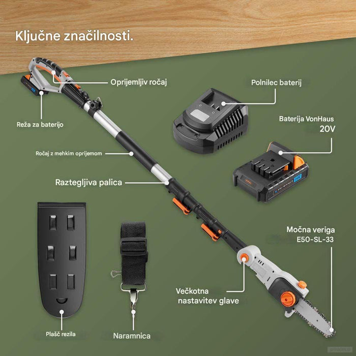 VonHaus Brezžična teleskopska verižna žaga 3519007-PRIROCEN.SI