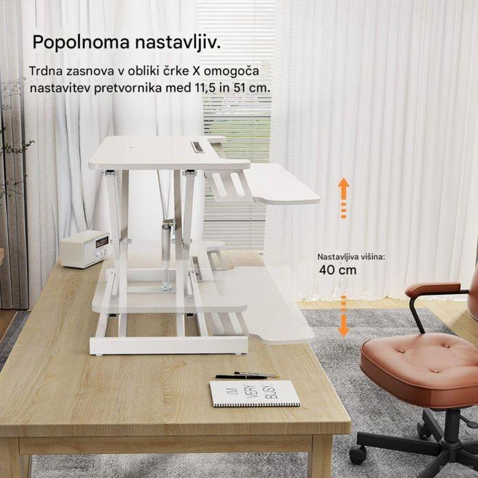 VonHaus Sit&Stand delovna platforma, bela-PRIROCEN.SI