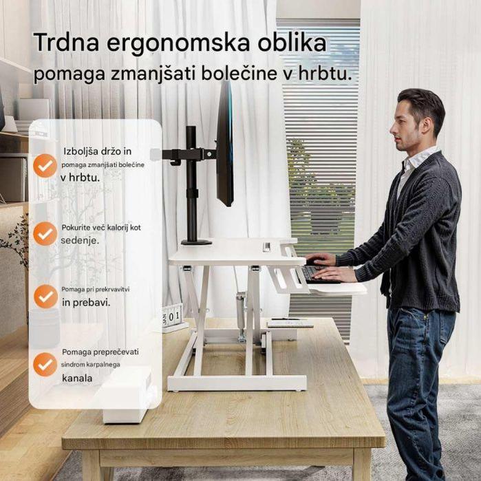 VonHaus Sit&Stand delovna platforma, bela-PRIROCEN.SI