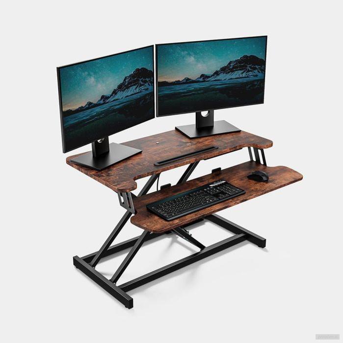 VonHaus Sit&Stand delovna platforma, temen les-PRIROCEN.SI