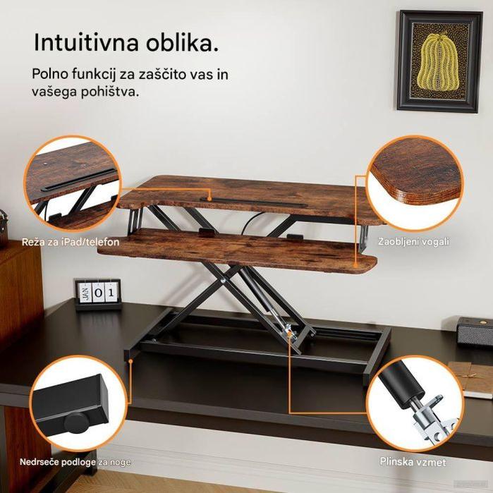 VonHaus Sit&Stand delovna platforma, temen les-PRIROCEN.SI